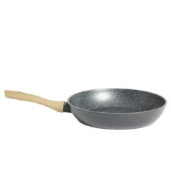 Poêle tous feux dont induction aluminium noir et poignée bois Ø28cm