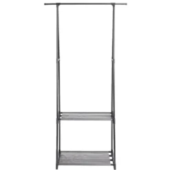 Portant vêtements ajustable métal noir 2 tablettes 78x40xH160cm