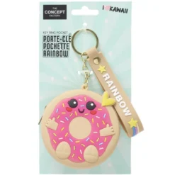 Porte-clé avec dragonne et mini porte-monnaie kawaii silicone L10cm (3 modèles)