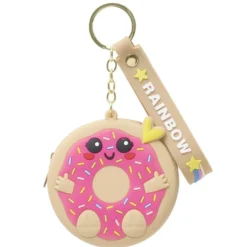 Porte-clé avec dragonne et mini porte-monnaie kawaii silicone L10cm (3 modèles)