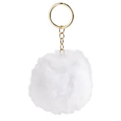 Porte-clé avec pompon doux et métal Ø8cm (3 modèles)