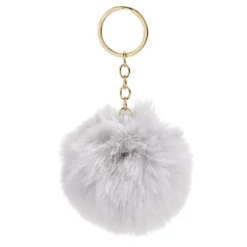 Porte-clé avec pompon doux et métal Ø8cm (3 modèles)