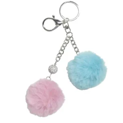 Porte clé avec 2 pompons colorés - 2 modèles