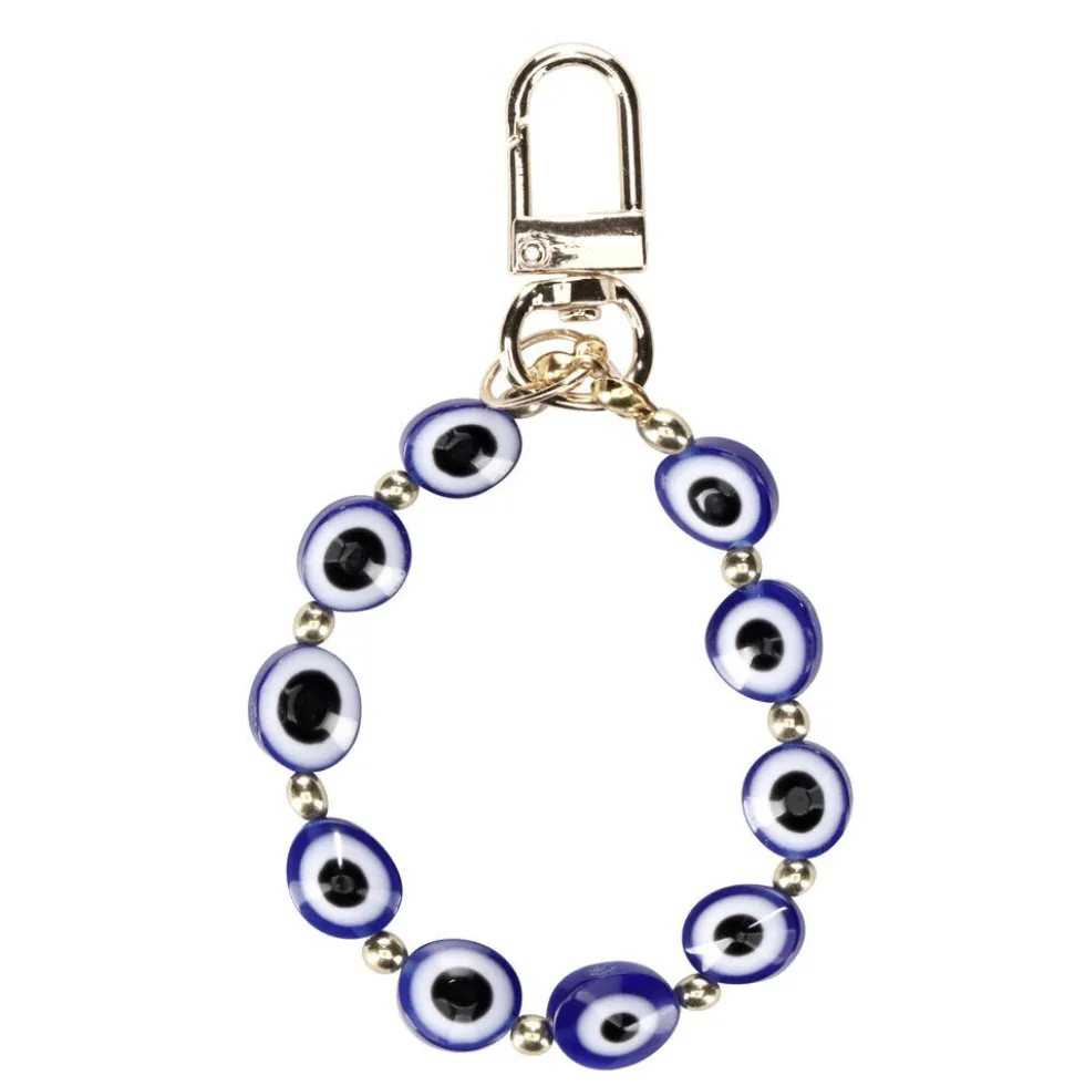 Porte-clé bracelet perle yeux L10cm (2 modèles)