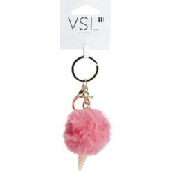 Porte clé cornet de glace et boule pompon - 3 coloris