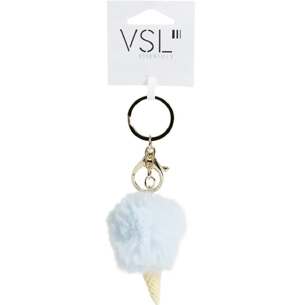 Porte clé cornet de glace et boule pompon - 3 coloris