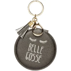 Porte clé double miroir avec inscription message effet simili
