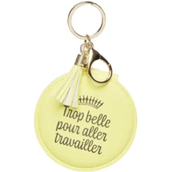 Porte clé double miroir avec inscription message effet simili