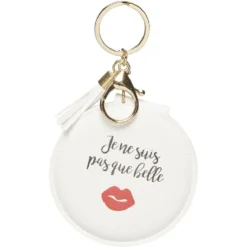 Porte clé double miroir avec inscription message effet simili
