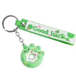 Porte-clé enfant forme donut kawaii plastique Ø4,5xH4cm (4 modèles)
