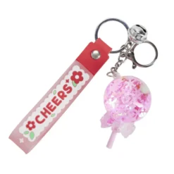 Porte-clé enfant forme sucette bonbon kawaii plastique 7x4xH11cm (3 modèles)