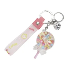 Porte-clé enfant forme sucette bonbon kawaii plastique 7x4xH11cm (3 modèles)