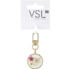 Porte-clé en métal et résine fleurs séchées L6,5cm (3 modèles)