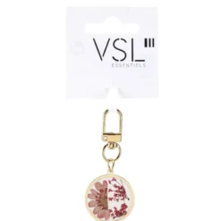 Porte-clé en métal et résine fleurs séchées L6,5cm (3 modèles)