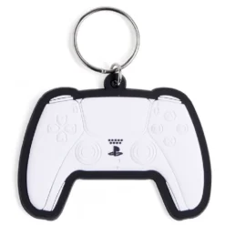 Porte-clé forme manette de PlayStation caoutchouc blanc