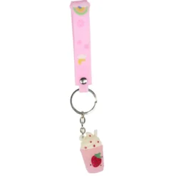 Porte clé kawaii milkshake rose et blanc