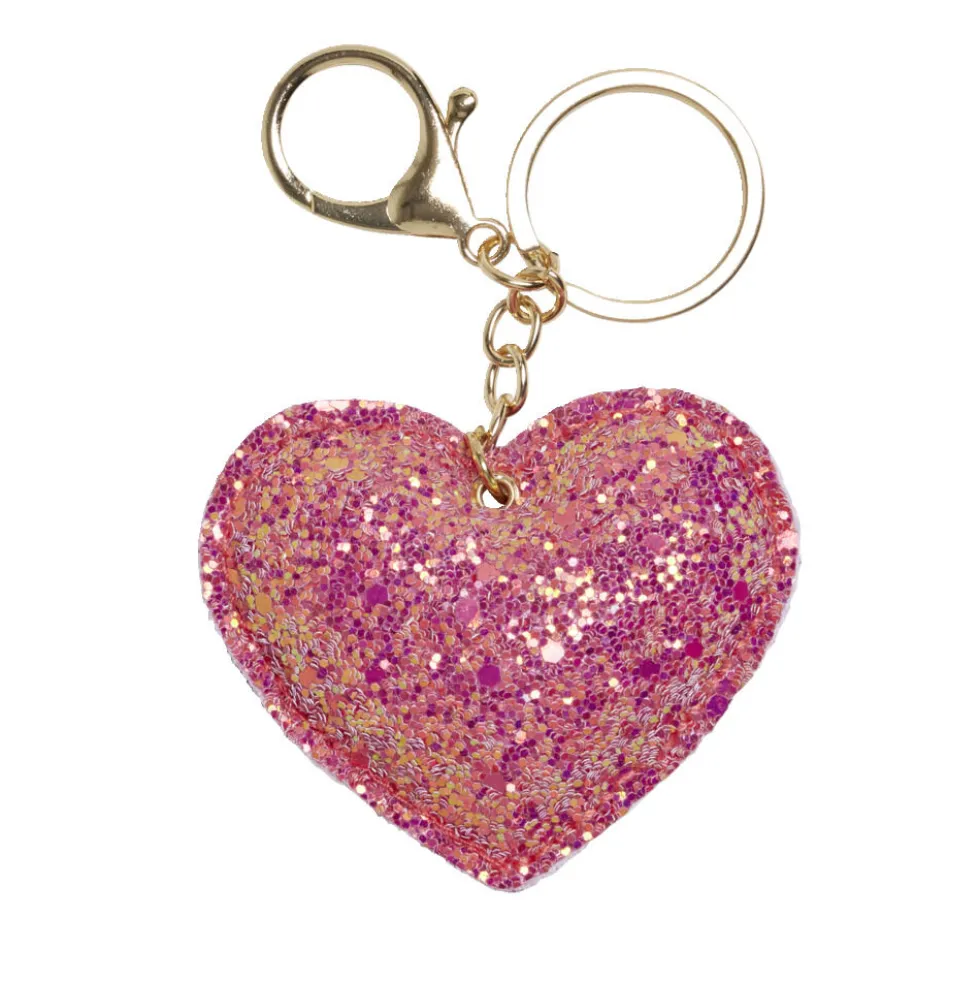 Porte clé pailleté étoile ou coeur