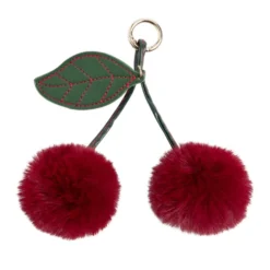 Porte-clé pompon cerise rouge L8cm