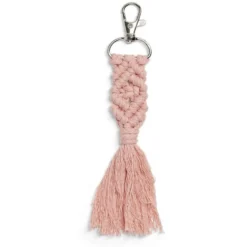 Porte clé pompon macramé avec mousqueton - 3 coloris