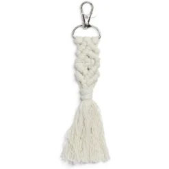 Porte clé pompon macramé avec mousqueton - 3 coloris