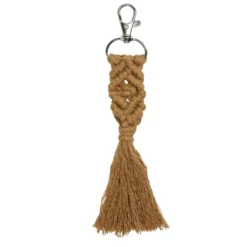 Porte clé pompon macramé avec mousqueton - 3 coloris