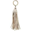 Porte-clé pompon uni forme embrase argenté ou doré
