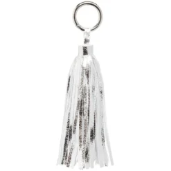 Porte-clé pompon uni forme embrase argenté ou doré
