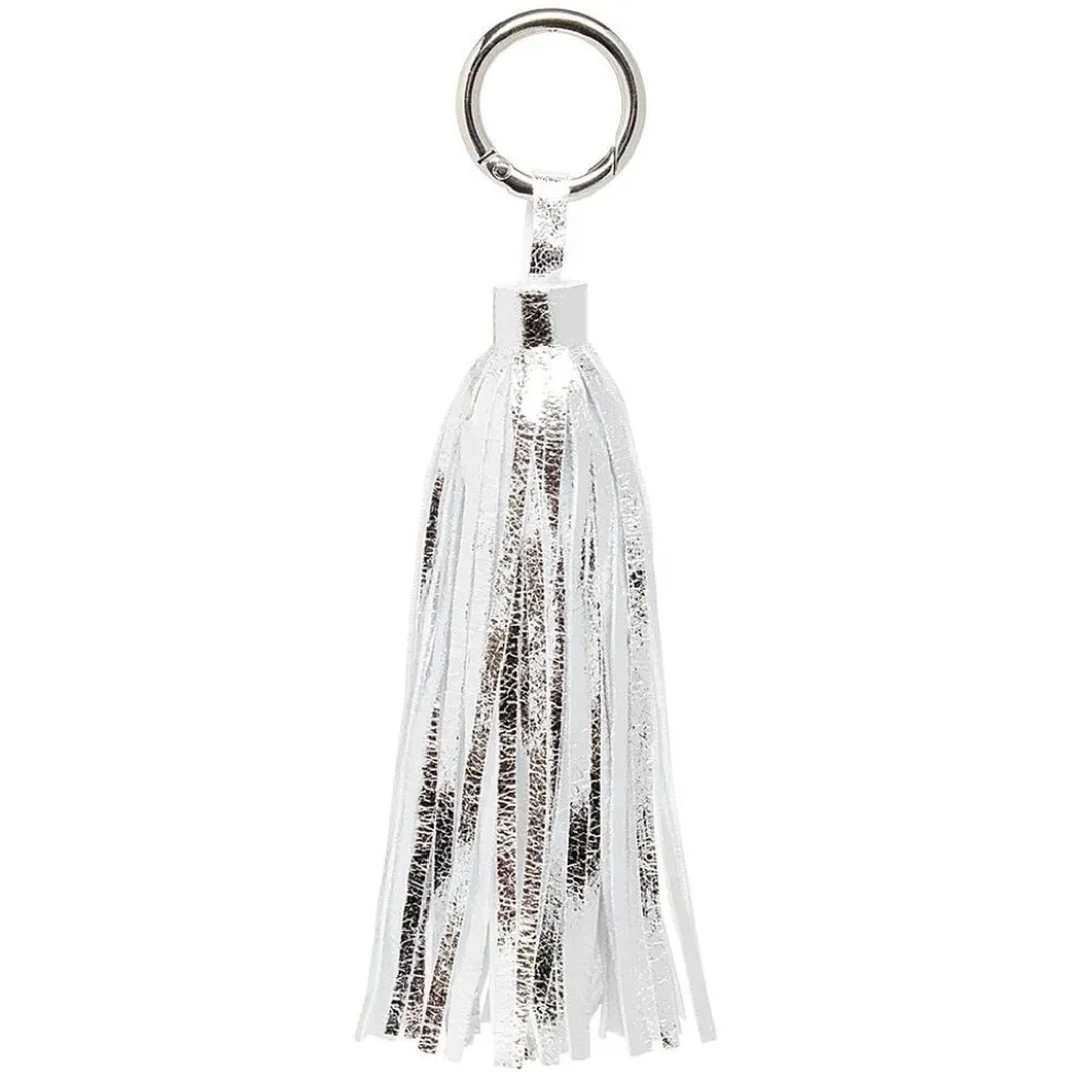 Porte-clé pompon uni forme embrase argenté ou doré