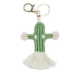 Porte clé tissé cactus ou arc-en-ciel