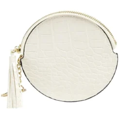 Porte monnaie rond simili avec fermeture pompon