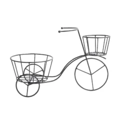 Porte plante en métal noir forme vélo tricycle 44x20xH28cm