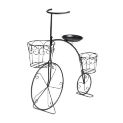 Porte plante forme vélo style rétro en métal noir 70xH71x23cm