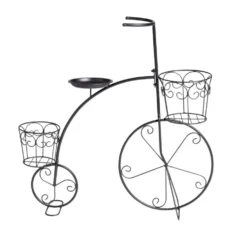 Porte plante forme vélo style rétro en métal noir 70xH71x23cm
