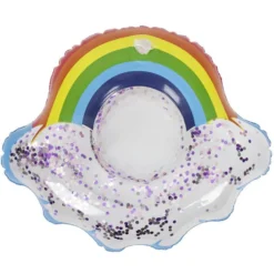 Porte verre gonflable arc-en-ciel à paillettes 20x20cm