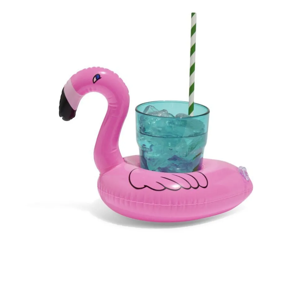 Porte verre gonflable flamant rose