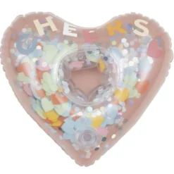 Porte-verre gonflable Funky forme coeur intérieur paillettes multicolores 17x20cm