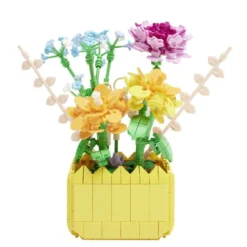 Pot avec fleurs en bloc de construction - 3 modèles