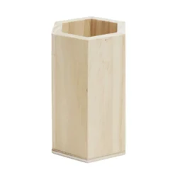 Pot à crayon en bois hexagonal à personnaliser Ø7,5x10cm
