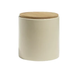 Pot de conservation 500ml grès carreaux de ciment couvercle bambou Ø10xH10cm