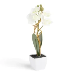 Pot orchidée artificielle blanche H16cm