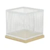 Pot à stylo bureau bambou et métal grillagé blanc 10x10x10cm