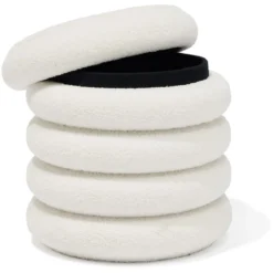 Pouf coffre Clara curly effet laine bouclée blanc Ø40xH40 cm