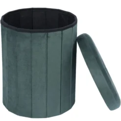 Pouf coffre rond Clara vert Ø31xH37,5cm