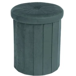 Pouf coffre rond Clara vert Ø31xH37,5cm