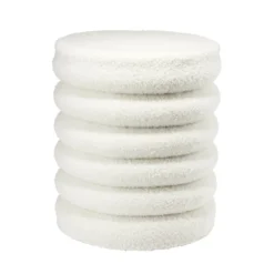 Pouf curly Clara rond effet laine bouclée beige Ø38xH42cm
