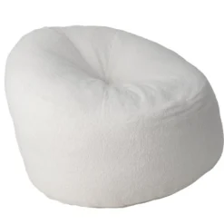 Pouf poire Clara effet laine bouclée blanc Ø92xH61cm