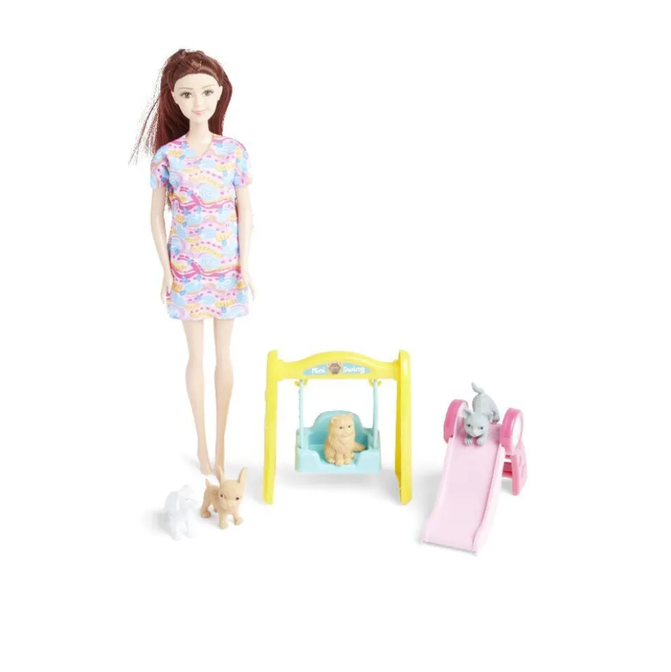Poupée mannequin Elly's avec fillette et animaux