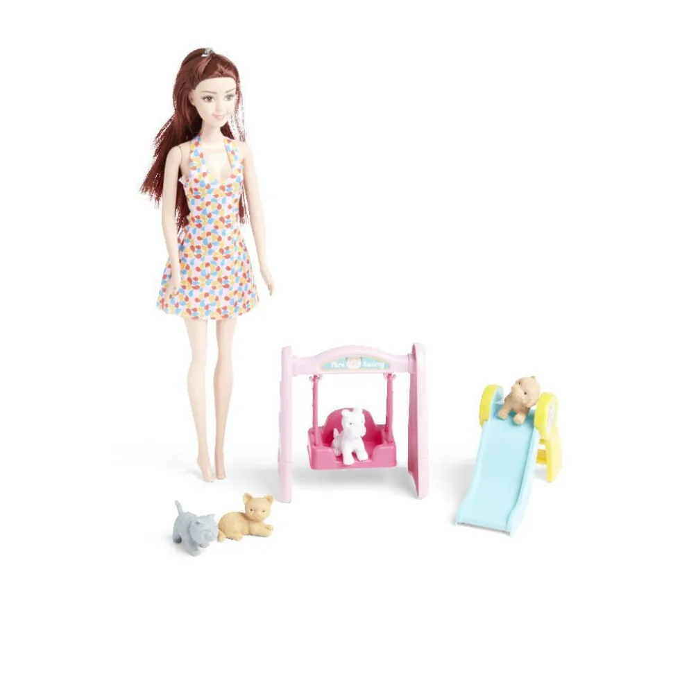 Poupée mannequin Elly's avec fillette et animaux