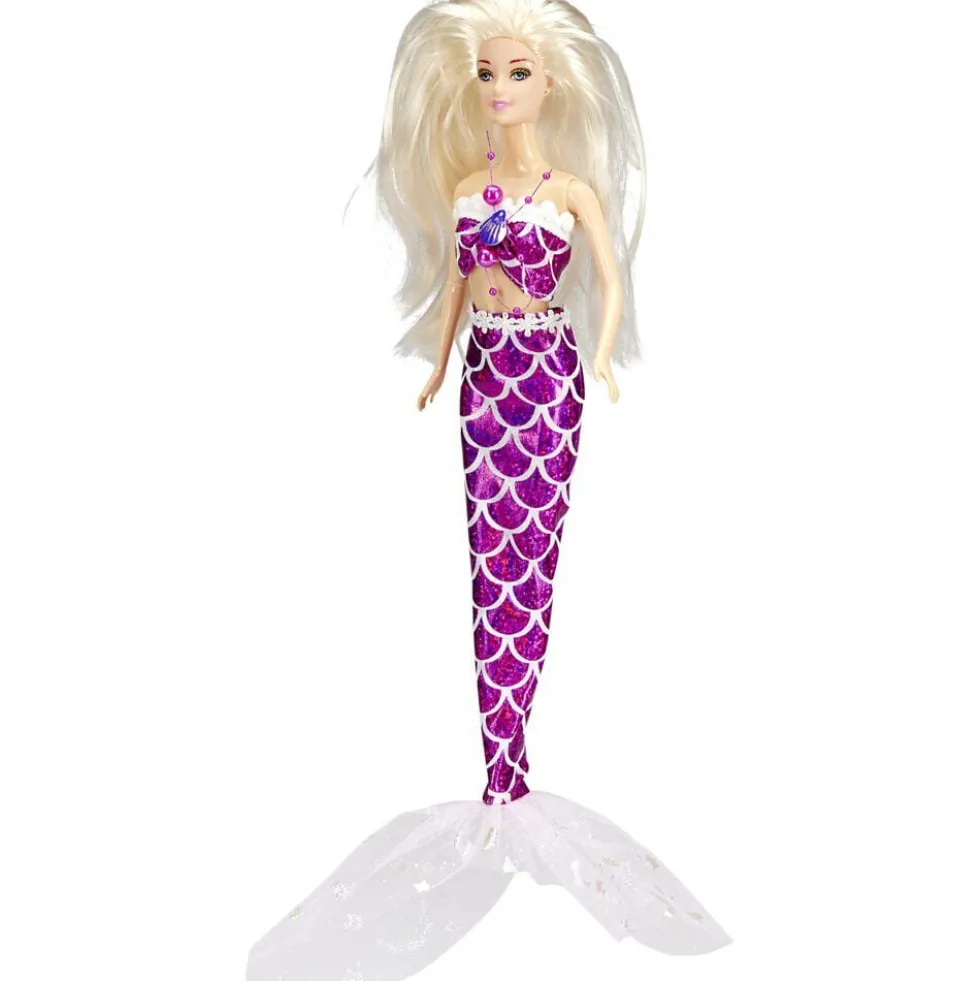Poupée mannequin sirène plastique H30cm (2 modèles)