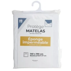 Protège matelas 2 personnes éponge imperméable anti-acariens 140x190cm